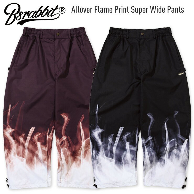 乐天商城 - 【早期予約】2027 BSRABBIT ビーエスラビット Allover Flame Print Super Wide Pants オールオーバーフレイムプリントスーパーワイドパンツ スノーボード ウェア スキー 【ぼーだまん】
