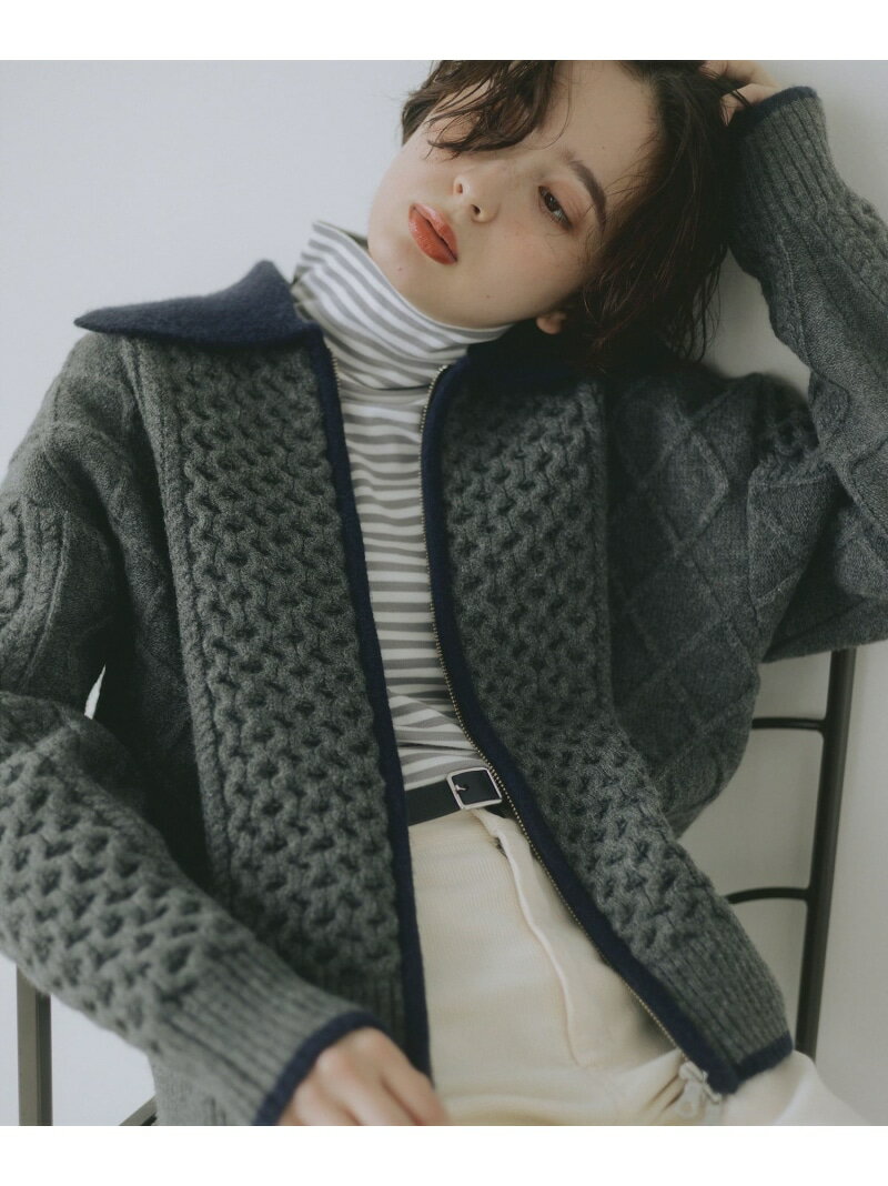 ニット ジップ ブルゾン 25AW 秋冬 羽織り ライトアウター B:MING by BEAMS ビーミング ライフストア バイ ビームス トップス カーディガン ネイビー ホワイト【送料無料】[Rakuten Fashion]