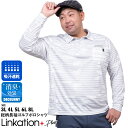 大きいサイズ メンズ LINKATION Plus 吸汗速乾 総柄 長袖 ゴルフ ポロシャツ アスレジャー スポーツウェア la-pr220424
