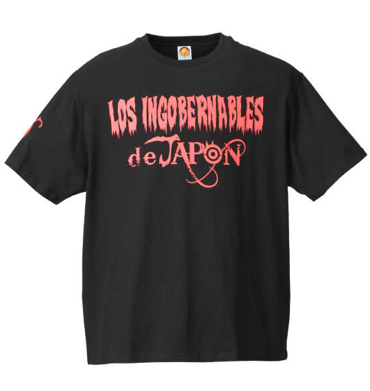 大きいサイズ メンズ 新日本プロレス ロス・インゴベルナブレス・デ・ハポン半袖Tシャツ ブラック×レッド 1178-7327-1 [3L・4L・5L・6L・8L]