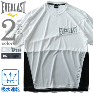 大きいサイズ メンズ EVERLAST 吸水速乾 ロゴ 切替 半袖 Tシャツ elc91104