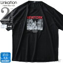 大きいサイズ メンズ LINKATION フォト プリント 半袖 Tシャツ アスレジャー スポーツウェア la-t190295