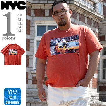 大きいサイズ メンズ NYC スラブ プリント 半袖 Tシャツ azt-2002108
