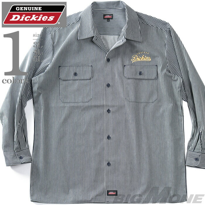 大きいサイズ メンズ GENUINE Dickies Gディッキーズ ストライプ柄 ツイル ワーク シャツ 秋冬新作 5460-2030