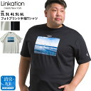 大きいサイズ メンズ LINKATION フォト プリント 半袖 Tシャツ la-t210278