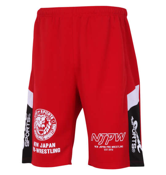 大きいサイズ メンズ SOUL SPORTS 新日本プロレス ジャージ ハーフパンツ レッド 1274-3278-1 3L 4L 5L 6L 8L