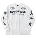 大きいサイズ メンズ SHELTY 天竺 プリント 長袖 Tシャツ オフホワイト 1268-4310-1 3L 4L 5L 6L