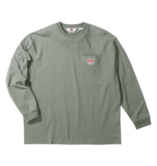 大きいサイズ メンズ BEN DAVIS ピスポケット付 長袖 Tシャツ カーキ 1278-4680-4 3L 4L 5L 6L
