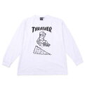 大きいサイズ メンズ THRASHER PIZZA 長袖 Tシャツ ホワイト 1278-4665-1 3L 4L 5L 6L 8L