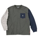 大きいサイズ メンズ Coleman 天竺ポケット付 長袖 Tシャツ チャコール(クレイジー) 1278-4675-1 3L 4L 5L 6L 8L