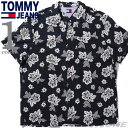 大きいサイズ メンズ TOMMY JEANS トミージーンズ 半袖 総柄プリント シャツ USA直輸入 dm0dm21351