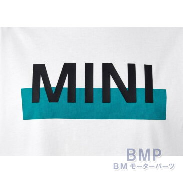 【店内全品300円オフクーポン】BMW MINI 純正 ワードマークTシャツ ホワイト アクア レディース