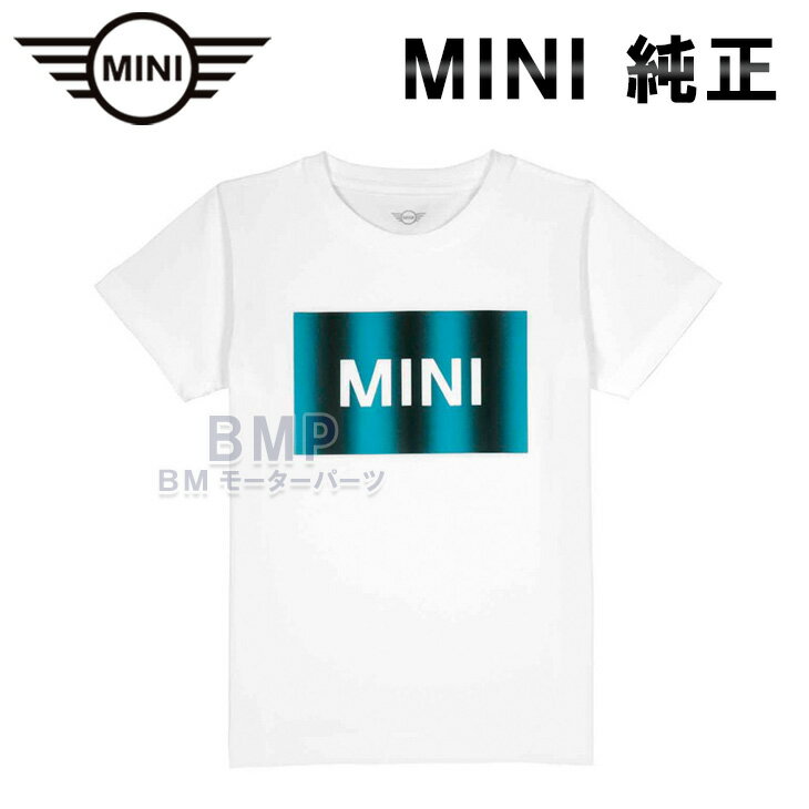 BMW MINI 純正 MINI COLLECTION 2022 MINI ワードマーク Tシャツ キッズ ホワイト アイランドブルー ブ..