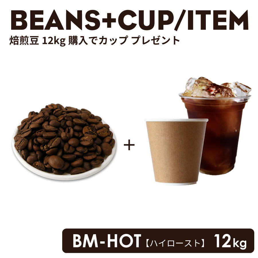 コーヒー豆 《焙煎豆 BM-HOT》 12Kg + 選べるテイクアウトカップ 1ケース・無料！！ 紙カップ おしゃれ オシャレ テイクアウト 容器 業務用 エコ容器 使い捨て コーヒー BARISTA バリスタ ラテ ラテアート カフェ クリアカップ 紙コップ【 2.2万円～送料無料 】