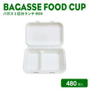 フードカップ バガス2区分ランチBOX 480個 おしゃれ テイクアウト 容器 エコ容器 使い捨てカップ パルプモールド さとうきび サトウキビ 環境にやさしい カフェ コーヒー 持ち帰り 紙カップ 環境配慮 弁当容器 弁当箱 お弁当 業務用