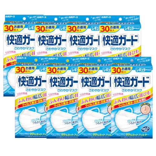8個セット (PM2.5対応)快適ガードさわやかマスクレギュラーサイズ30枚入×8