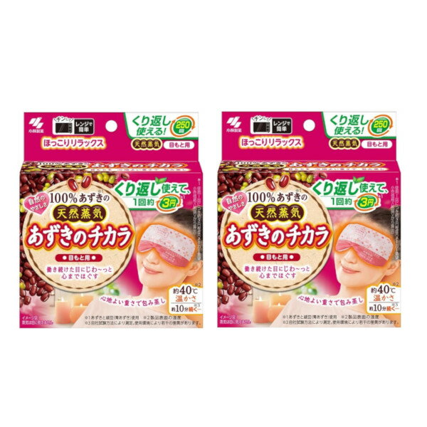 あずきのチカラ 目もと用 100% あずきの天然蒸気 約250回×2【2個セット】送料無料 チンしてくり返し使える 小林製薬