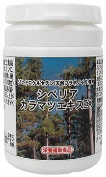 「シベリアカラマツエキスEX」は、天然フラボノイド系ポリフェノールであるジヒドロケルセチン（タキシフォリン）がたっぷり含まれているシベリアカラマツエキスとビタミンCが含まれた粒状の製品で、ロシアで実績の高い健康食品の処方を日本人向けに承継しております。 ■広告文責: (株)テラオカビジネス TEL 0467-79-3688 ■メーカー名・お問い合わせ先 （株）坂本バイオ ■商品区分 健康補助食品