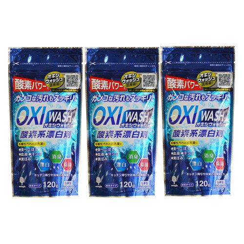 紀陽除虫菊 OXI WASH オキシウォッシュ 酸素系漂白剤 120g×3【3個セット】【ネコポス】送料無料 キッチン 漂白 洗濯 オキシ