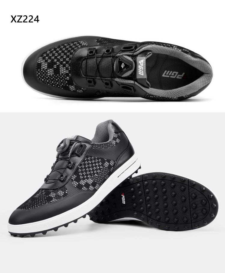 ゴルフシューズ 春夏秋 メンズ メッシュ スパイクレス ボア 通気 BOA 24.5-27.5CM ゴルフスニーカー 練習 レザーシューズ 滑り止め 黒色 アウトドア マイクロファイバー