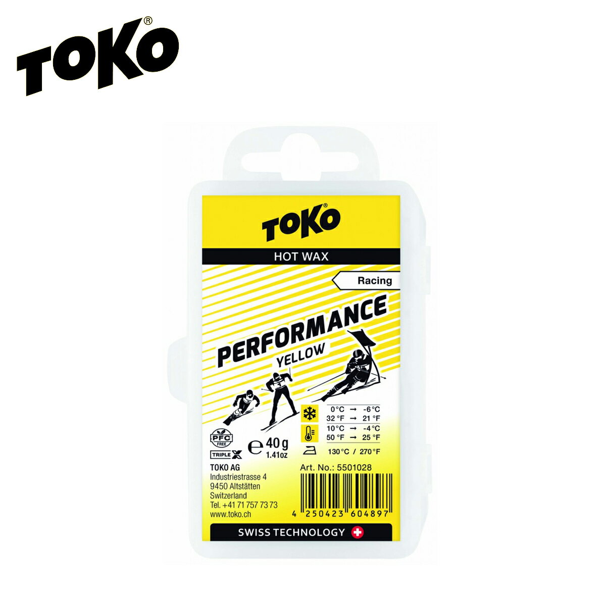 TOKO トコ ワックス 2024 Racing Performance イエロー 40g 5501028【PFC FREE】 固形 スノボ スノーボード