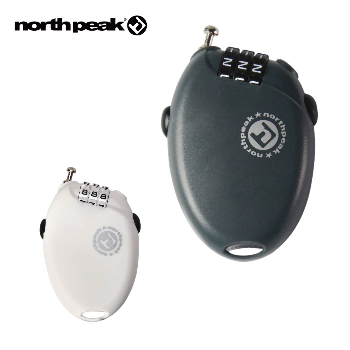 メーカー希望小売価格はメーカーカタログに基づいて掲載しています north peak ノースピーク アクセサリー■NP-3326 / CABLE LOCK(DIAL)ゲレンデでの盗難防止に。生産国台湾 品質 ABS樹脂カラーBKWT・ケーブル最大長70cm・ワンタッチ操作の巻取り式コード・3ケタのダイアル式暗証番号設定タイプ