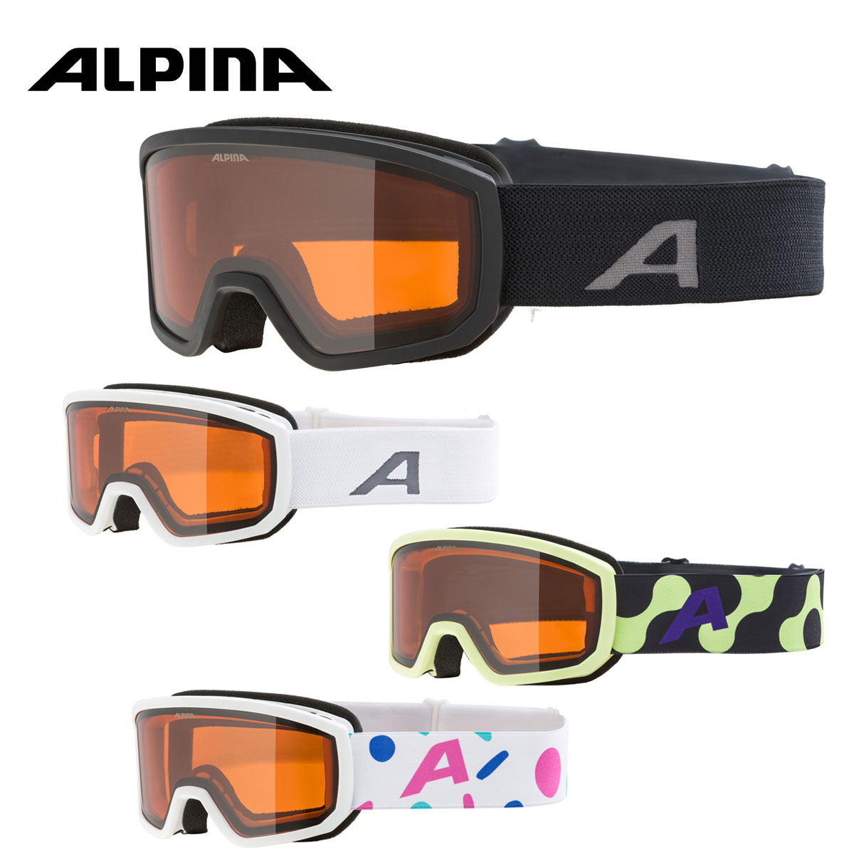 アルピナ ALPINA スノボゴーグル■SCARABEO JR. スカラベオ ジュニアカラー：レンズ（可視光線透過率）■ブラックマット：オレンジ S2（18-43％）■ホワイトマット：オレンジ S2（18-43％）■サニー/ライムマット：オレンジ S2（18-43％）■ホワイト/コンフェッティマット：オレンジ S2（18-43％）ジュニアの眼鏡対応モデル。装着感のよいコンフォートフレーム構造で、ヘルメットにもマッチします。FEATURES・FrameCOMFORT FRAMEAIRFRAME VENTING SYSTEMOTG READY・Lens180°+VIEWDOUBLELENS※メーカー企画書の情報で商品登録を行っております。予告なしに商品名と仕様変更される場合がございます。