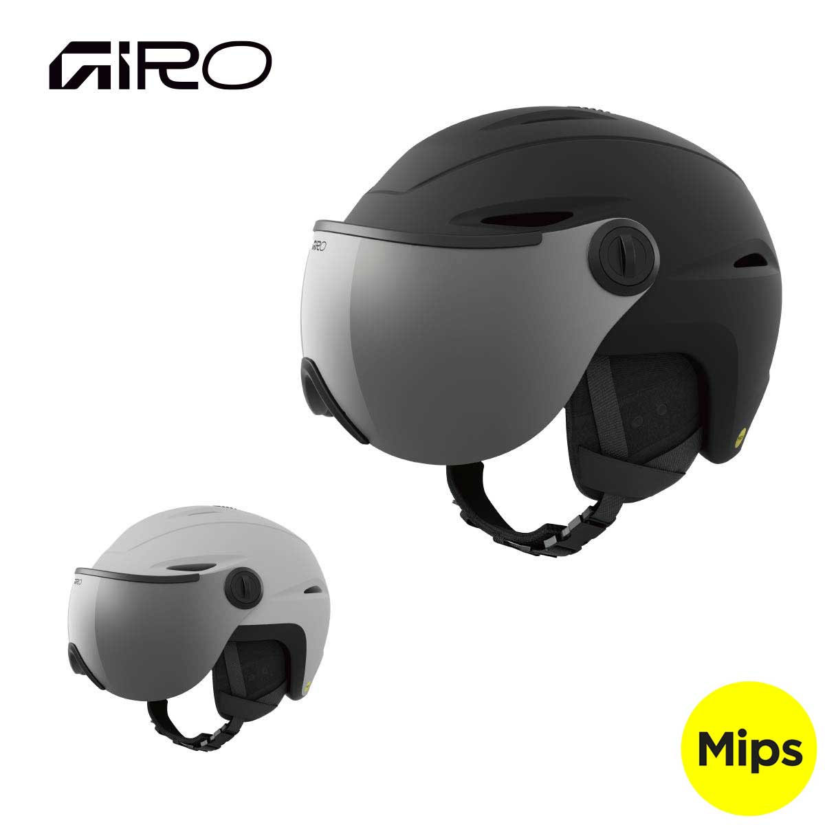 GIRO ジロ スノボヘルメット■Vue Mips AFビュー ミップス アジアンフィットカラー■MATTE BLACK/SILVER FLASH（VLT：21％）■MATTE LIGHT GREY/SILVER FLASH（VLT：21％）サイズM〔55.5-59cm〕L〔59-62.5cm〕CONSTRUCTION ・ MIPS多方向衝撃保護システム・ インモールド構造FIT SYSTEM・ インフォームフィットシステム・ バーチカルチューニングVENTILATION・ サーモスタットコントロール付きベンチレーション・ スタックベンチレーション FEATURES ・ インテグレーテッドシールド・ 取り外し可能イヤーパッド・ CE EN1077安全基準●Mips●AF※メーカー企画書の情報で商品登録を行っております。予告なしに商品名と仕様変更される場合がございます。