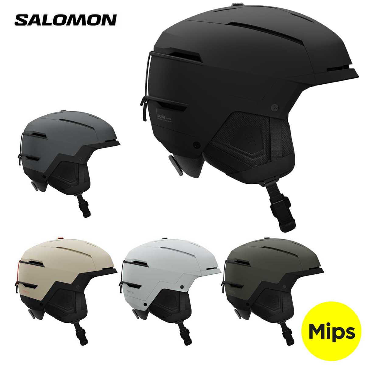 サロモン SALOMON スノボヘルメット■ARCANE PRIME MIPS / アルカン プライムミップスColor/品番■Black/L47917200■Ebony/L47917400■Rainy Day/L47917500■Ice Flow/L47917800■Castor Gray/L45400900サイズ・S,M,L・600 g・Shell：Hybrid・Safety：Mips | EPS4D | Smart Safety 360・Fit：BOA | Vertical adjustment |MaxFit | Oval fit | Fidlock ・Ventilation：Adjustable ventilation/Airflow concept・Other features：Polartec PowerDry liner/Removable ear pads/40% recycled materials独特なデザインでオールマウンテンでの機能を高めるゲレンデでのスタイルと冒険を求めるピュアなスキーヤーのために開発されたアーケインプライムミップスヘルメットは、どんな地形や天候でも、何の不安もなく最大のパフォーマンスを発揮できます。際立つデザインと優れたテクノロジーを備え、常にスリルを求めているスキーヤーに最適です。※メーカー企画書の情報で商品登録を行っております。予告なしに商品名と仕様変更される場合がございます。