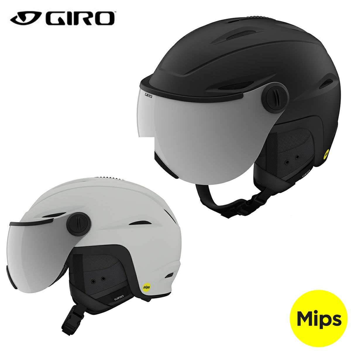 メーカー希望小売価格はメーカーカタログに基づいて掲載しています GIRO ジロ スノーボードヘルメット■VUE MIPS/Silver シールド搭載モデルカラー:サイズ■Matte Black:Silver Flash■Matte Light Grey:Silver FlashSIZESM サイズ（55.5-59cm）L サイズ（59-62.5cm）CONSTRUCTION・MIPS多方向衝撃保護システム・インモールド構造FIT SYSTEM・インフォームフィットシステム・バーティカルチューニングVENTILATION・サーモスタットコントロール付きベンチレーション・スタックベンチレーションFEATURES・インテグレーテッドシールド・Polartecパワーグリッドパッド・取り外し可能イヤーパッド・CE EN1077安全基準SIZE:L/MCOLOR:Matte Black/Matte Light Grey■特徴バイザー付き※メーカー企画書の情報で商品登録を行っております。予告なしに商品名と仕様変更される場合がございます。