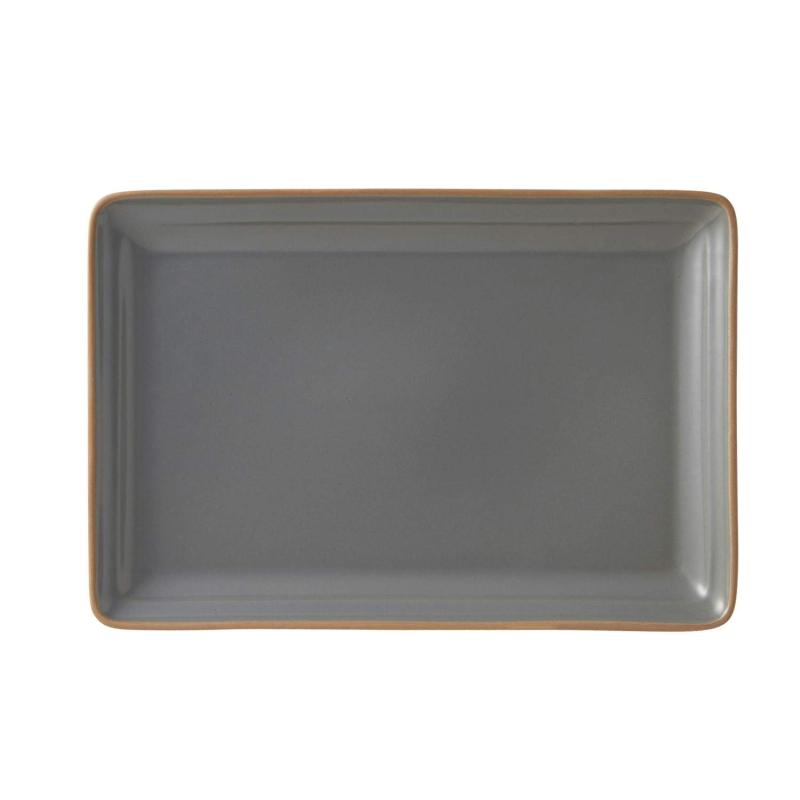 TAMAKI エッジライン レクタングルプレートL グレー 28.2×19.4×高さ2.4cm 電子レンジ・食洗機対応 T-918708