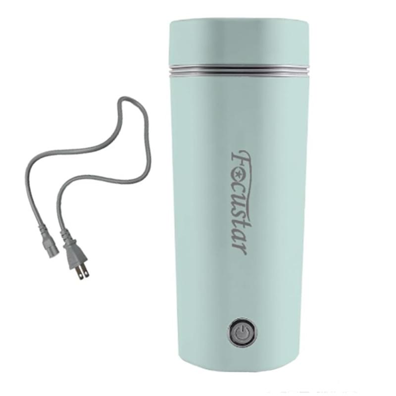 Focustar 電気ケトル 小型 ポータブルケトル 350ML 300W 低消費電力 ポータブル電源で使用可能 トラベルケトル 8分で早く沸騰 沸騰したら自動OFF 空焚き防止 お湯が沸かせる水筒 持ち運び 旅行 車