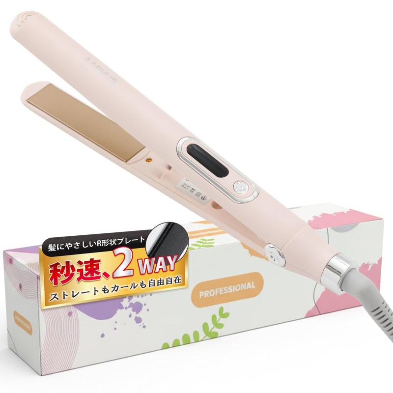 ヘアアイロン 21mm ストレート＆カール 2WAY 高濃度マイナスイオン 海外対応 軽量