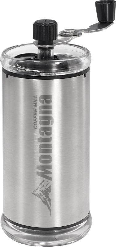 ハック Montagna コンパクト手挽きコーヒーミル HAC3031サイズ(約):本体/Φ6.3×H15.5cm(本体)、ハンドル長さ/8cm、本体重量:約255g素材・材質:ステンレス・AS・ABS・セラミックハンドルは畳んで収納可能使用後丸洗い可能自由に粗さ調節可能