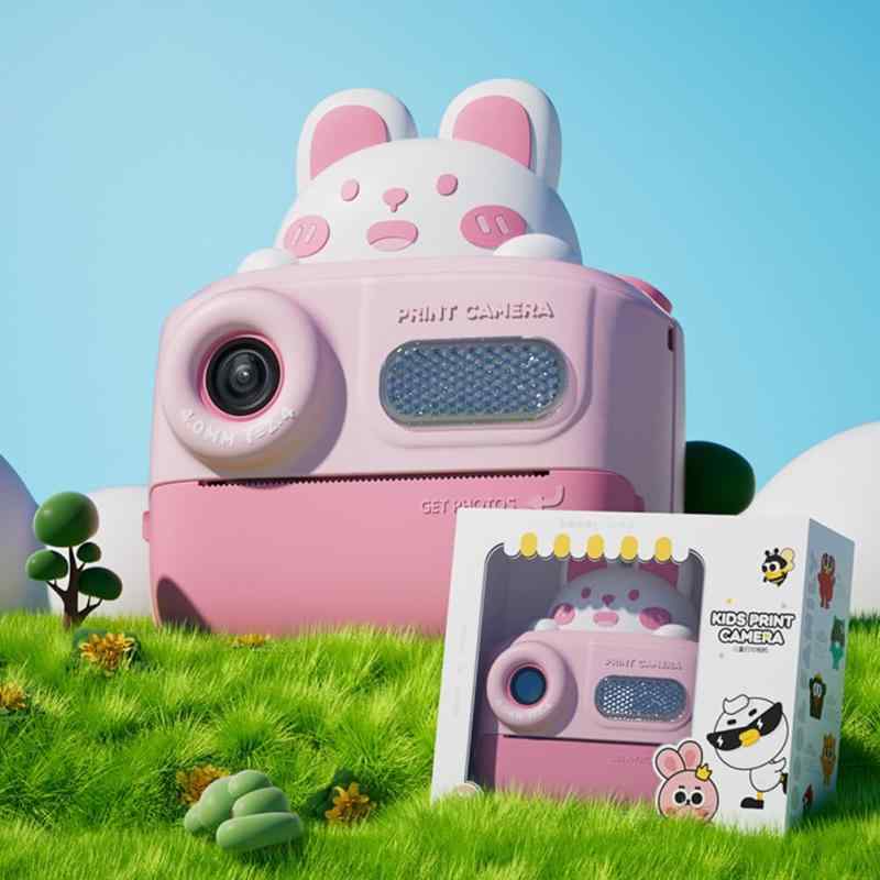キッズカメラ 子供用プリントカメラ 前後4800万画素 1080P HD USB充電式 32GB SDカード 5色ブラシ鉛筆 印刷用紙付き 写真 タイマー撮影 自撮り 多機能 子供の日 誕生日 クリスマス プレゼント