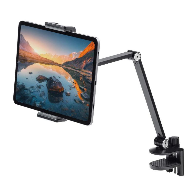 イーサプライ iPad タブレットアームスタンド 12.9インチ対応 6関節 クランプ スマホ 寝ながら 角度調整 ブラック EEX-TABAM01