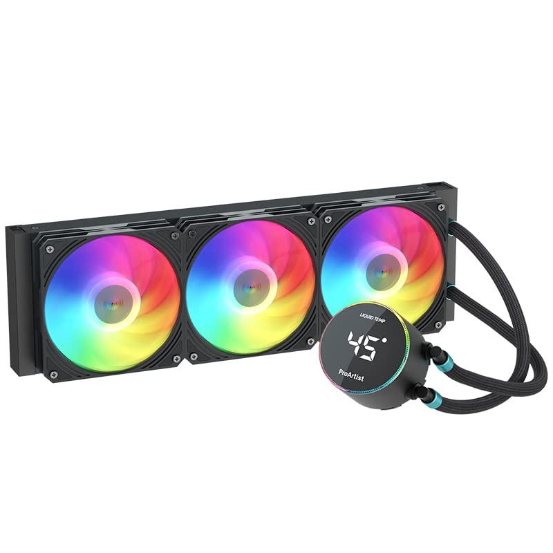 プロアーティスト(ProArtist) ProArtist 360mm ラジエーター オールインワン水冷 CPUクーラー ブラック GRATIFY AIO5 BLACK AIO5-BK対応ソケット(INTEL) LGA1200 / LGA1700 　対応ソケット(AMD) AM4 / AM5ラジエーターサイズ：397x127x27mm　重量：1600g±10% （ファン、ラジエーター、ポンプ、チューブ含む）　ラジエーター材質：アルミニウム　チューブ仕様：長さ450mm　チューブ材質：チレンプロピレンジエンゴム、ブチルゴムファンサイズ：120×120×厚さ25mm　ファン重量：169g±10%　ファン接続：PWM 4ピン　ベアリング：MFDB　ファン回転数： 2050RPM±10% (最大)　風量：72CFM±10%(最大)　ノイズ：31±3dBA (最大)　静圧：2.45mmH2O±10%　ファン電流：0.3A±10%　ファン電圧：12V　消費電力：3.6W±10%ポンプサイズ：72x72x60mm　ポンプ回転数： 2300RPM±10%（最大）　ポンプ内部素材：銅　想定寿命：30000時間期間：購入日から3年間　付属品：リテンションキット、グリス、3分岐延長ケーブル、AMD用ブラケット、作業用手袋、フル図解日本語専用マニュアル