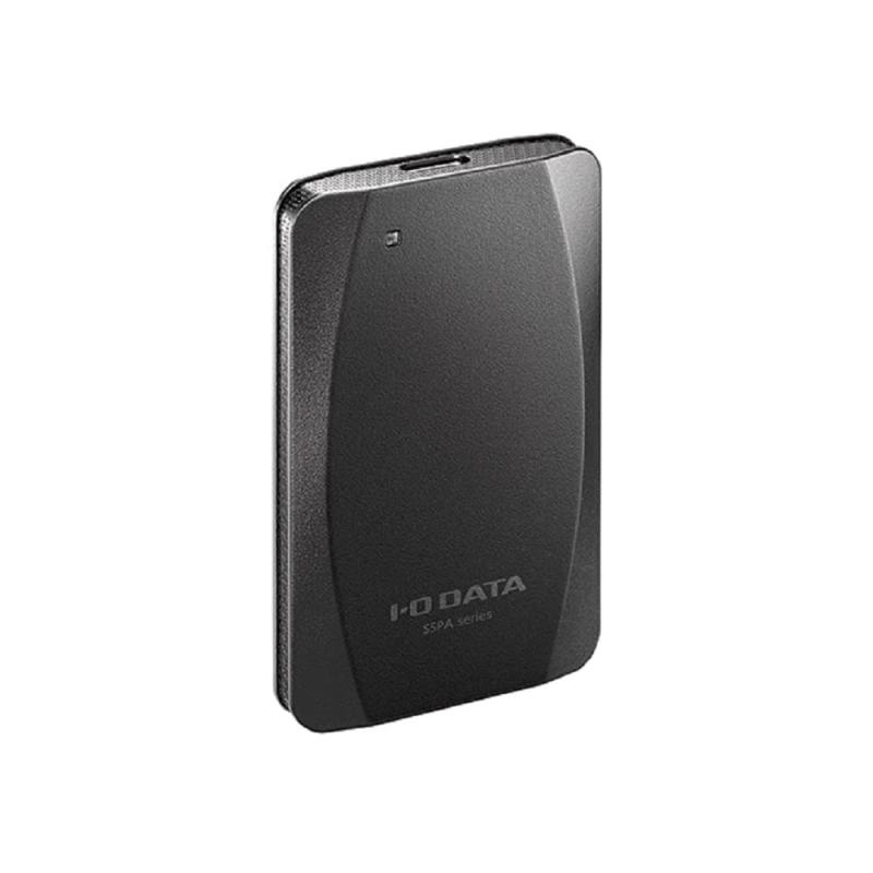 アイ・オー・データ SSPA-USC1K USB 3.2 Gen 2対応 ポータブルSSD 1TB高速インターフェイスUSB 3.2 Gen 2対応のポータブルSSD転送速度は、Read／Writeともに、約1000MB/s高画質の写真や大容量のデータもスムーズに読み書きできます。 　また、約46×72×11mmと手のひらに収まるコンパクトな筐体は、耐衝撃性や耐振動性を兼ね備えており、持ち運びにも最適exFATフォーマット済みのためMac、Windows、iPad、シネマカメラなど様々な機器につなぐだけでご利用いただけます。 　シネマカメラやiPadで撮影した動画をMacやWindowsパソコンで編集・加工するなど様々なシーンに便利です。