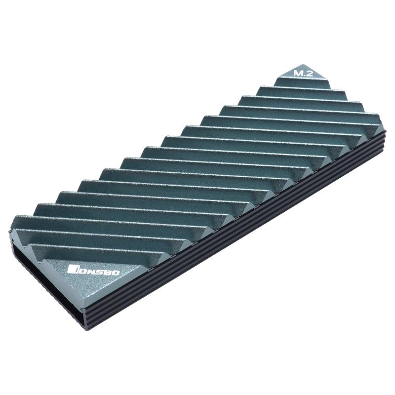 prendre M.2 2280 SSD用 ヒートシンク アルミニウム合金 放熱 熱伝導シリコンパッド ショットブラスト加工 耐腐食性 防錆性 PR-M2HEATSINK表面の溝が熱放散面積を増やし放熱性を向上効率良く熱を奪い、過熱を防ぎます。ベース部にはストライプラインが施されており、熱放散面積を増やし、過熱を防ぎます。熱伝導性シリコンパッドを備え、SSDからの発熱をパッドを通して上下に効率よく伝えます。表面にはショットブラスト加工を施しており、繊細な質感に加え美麗な外観、耐腐食性、防錆性を備えています。サイズ：73mm×24.4mm×9.6mm　素材：アルミニウム合金　対応SSD：M.2 2280 SSD　内容：ヒートシンク、熱伝導シリコンパッド
