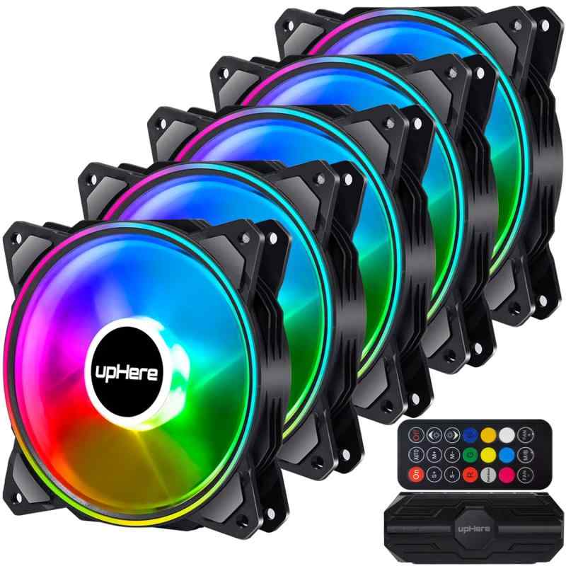 Novonest PCケースファン 120mm RGB 冷却ファン 5v 3Pin ARGB マザーボード AURA Sync同期 LEDファン 高性能 静音 クーラーファン 外側リングを光らせる ファンハブ付き