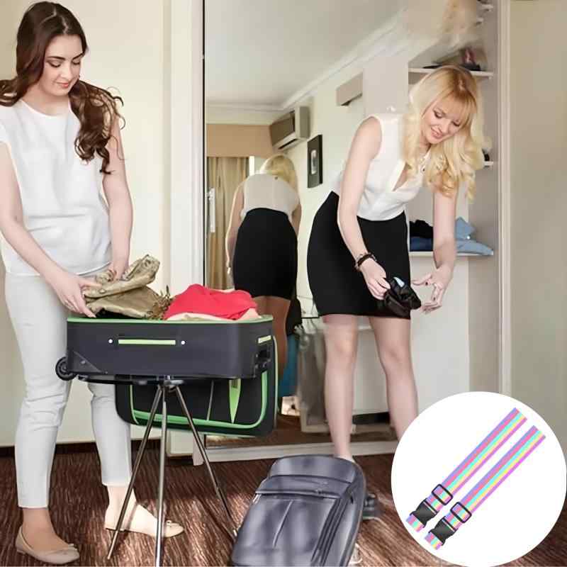 Jindizi スーツケースベルト 2本セット 荷締めベルト 調整可能 ずり落ち防止 多用途 旅行便利グッズ 長さ1 8m 幅5cm 軽量 弾力固定ベルト 虹色 荷物用 荷締バンド boardermkt-10017768 ボーダーマーケット サンプル画像3