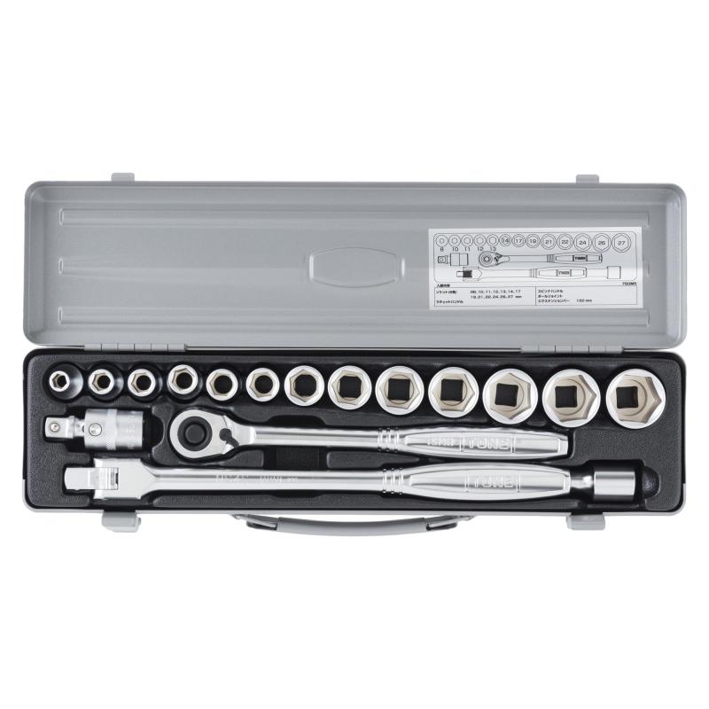 トネ(TONE) ソケットレンチセット 差込角12.7mm(1/2") 750MS 内容17点 シルバー