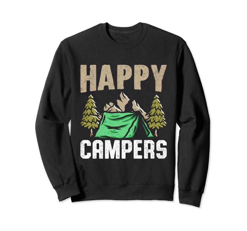 Happy Campers テント 山 森 キャンプ好き トレーナー