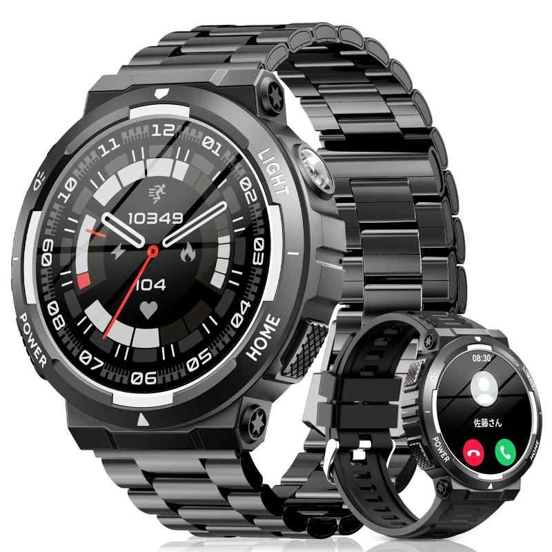 スマートウォッチ【2026最新 軍用規格】1.53インチ大画面 Bluetooth通話 LINE/メッセージ通知 7-10日連続駆動 長持ちバッテリー 3ATM防水 外仕事 登山 耐衝撃 100種類運動モード GPS連動 300+文字盤 音スマートウォッチ