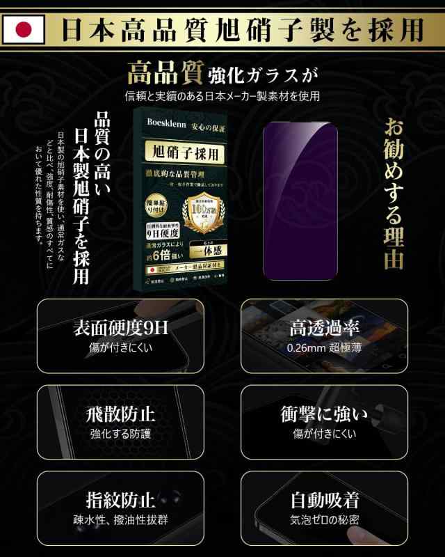 Boesklenn 対応 iPhone 17 ガラスフィルム ブルーライト【目の疲れ軽減・日本製AGC旭硝子・硬度9H】 - 2