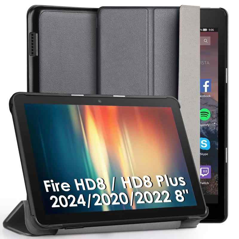 GeeRic Fire HD 8/8 Plus 8インチ対応 ケース Fire HD 8 (2024/2022/2020年発売 第12/10世代用) 対応 保護カバー タブレットケース 手帳型 スタンドケース オートスリープ機能 軽量 薄型 耐衝撃 傷防