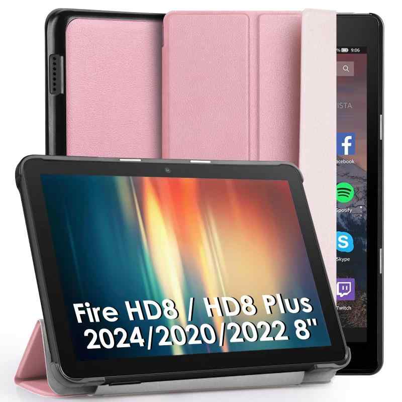 ボーダーマーケットのGeeRic Fire HD 8/8 Plus 8インチ対応 ケース Fire HD 8 (2024/2022/2020年発売 第12/10世代用) 対応 保護カバー タブレットケース 手帳型 スタンドケース オートスリープ機能 軽量 薄型 耐衝撃 傷防｜アングル3