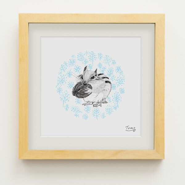 京都五条 UMLAB うむラボ ジークレー版画「りす くるみ」作家”tomo”