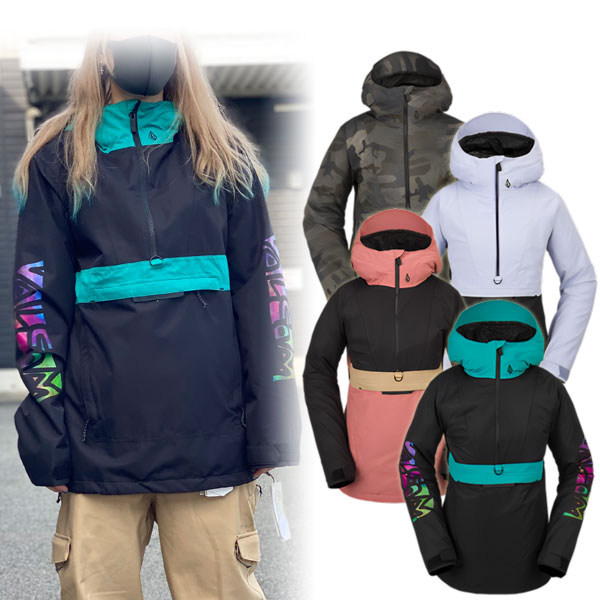 23-24 VOLCOM/ボルコム ASHFIELD pullover レディース 防水プルオーバー スノーボードウェア スノーウェアー 2024