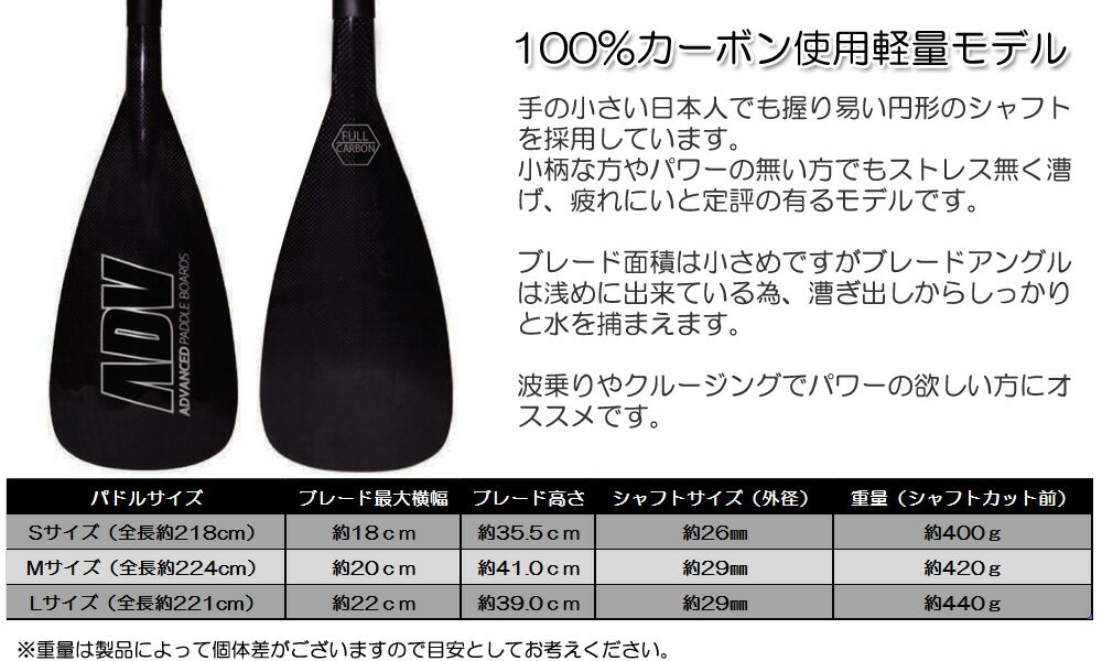 SUP サップ カーボンパドル ADVANCED/アドバンス PRO LIGHT2 オールマット仕上げ 営業所止め 送料無料 2